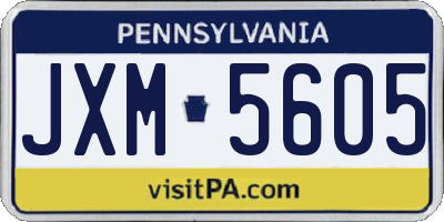 PA license plate JXM5605