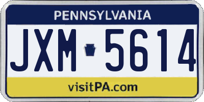PA license plate JXM5614