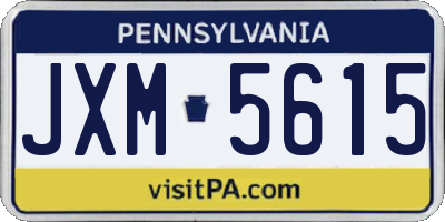 PA license plate JXM5615