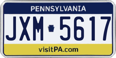 PA license plate JXM5617