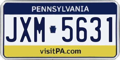 PA license plate JXM5631