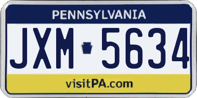 PA license plate JXM5634