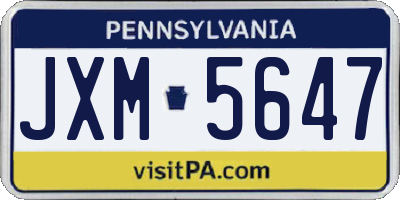 PA license plate JXM5647