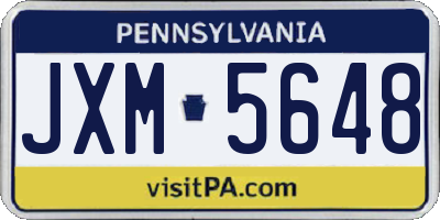 PA license plate JXM5648