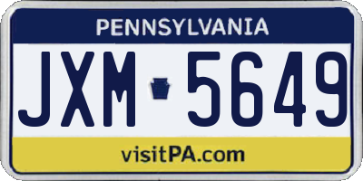 PA license plate JXM5649