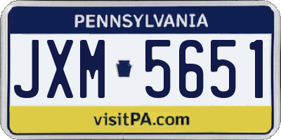 PA license plate JXM5651