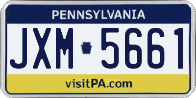 PA license plate JXM5661