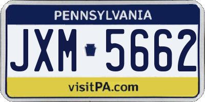 PA license plate JXM5662