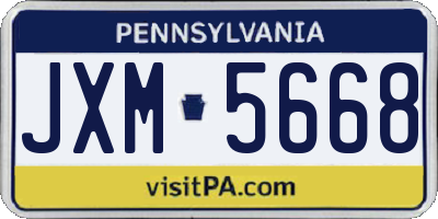 PA license plate JXM5668