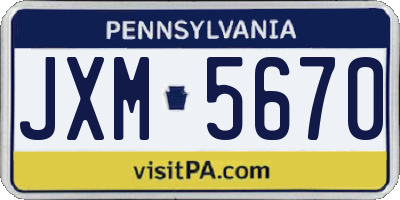 PA license plate JXM5670