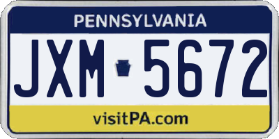 PA license plate JXM5672