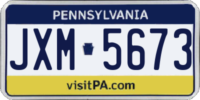 PA license plate JXM5673