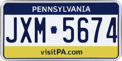 PA license plate JXM5674
