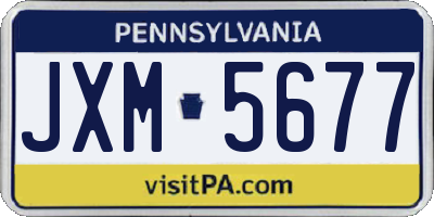 PA license plate JXM5677