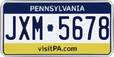 PA license plate JXM5678