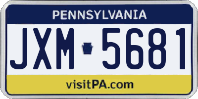 PA license plate JXM5681