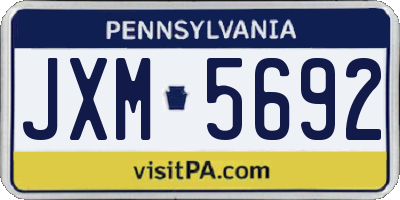 PA license plate JXM5692