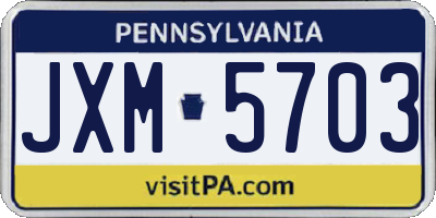 PA license plate JXM5703