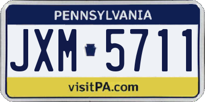 PA license plate JXM5711