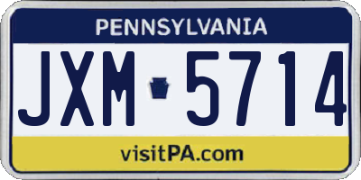 PA license plate JXM5714