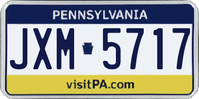 PA license plate JXM5717