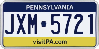 PA license plate JXM5721
