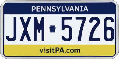 PA license plate JXM5726