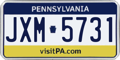 PA license plate JXM5731