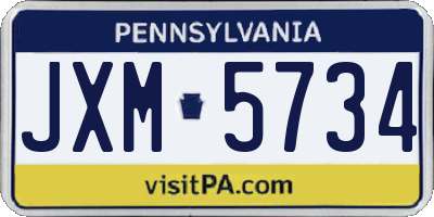 PA license plate JXM5734