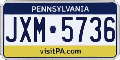 PA license plate JXM5736