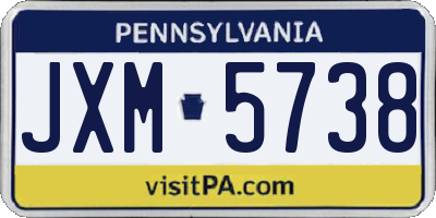 PA license plate JXM5738