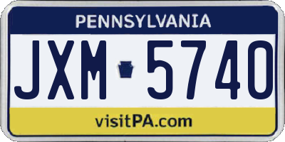 PA license plate JXM5740