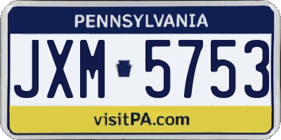 PA license plate JXM5753