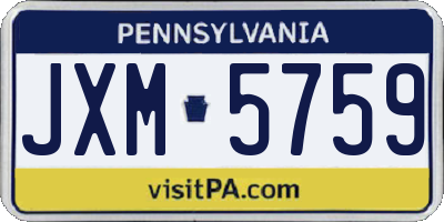 PA license plate JXM5759