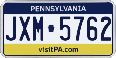PA license plate JXM5762