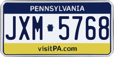 PA license plate JXM5768