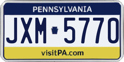 PA license plate JXM5770