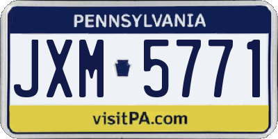 PA license plate JXM5771