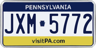 PA license plate JXM5772