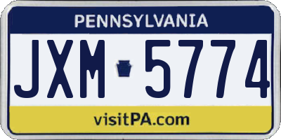 PA license plate JXM5774