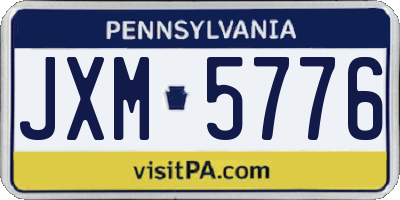 PA license plate JXM5776