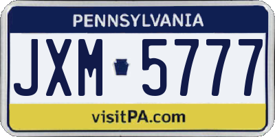 PA license plate JXM5777