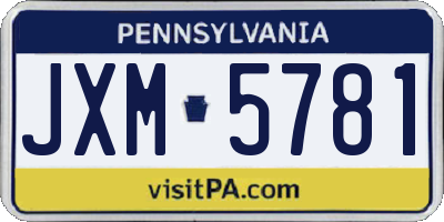 PA license plate JXM5781
