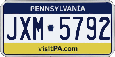 PA license plate JXM5792
