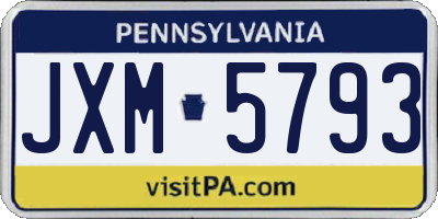 PA license plate JXM5793