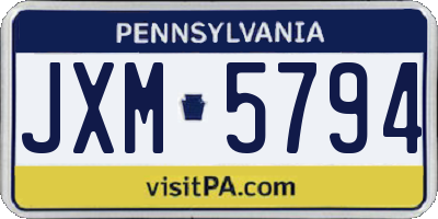 PA license plate JXM5794