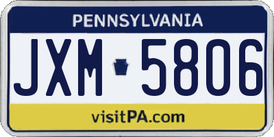 PA license plate JXM5806