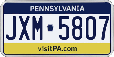 PA license plate JXM5807