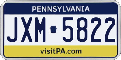PA license plate JXM5822