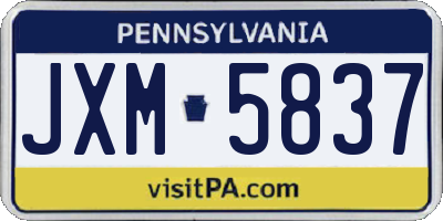 PA license plate JXM5837